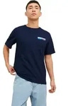Jack & Jones Herren Rundhals T-Shirt JJECORP LOGO Regular Fit Blau P4 Small Print
