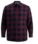 Jack & Jones Herren Freizeit Hemd JJEGINGHAM Comfort Fit Plussize Comfort Fit Blau
