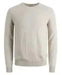 Jack & Jones Herren Rundhals Pullover JJEEMIL Beige Grau 12208364 L