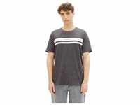 Tom Tailor Denim Herren T-Shirt DOUBLE STRIPE Regular Fit Schwarz Non-Solid...