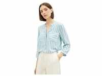 Tom Tailor Damen Kurzarm Bluse STRIPED Regular Fit Blau Weiß Vertical Stripe...