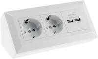 CHILITEC Steckdosenblock 23650, 2-fach, 2x USB-A, 16A/250V, wei&szlig;