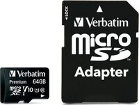 Verbatim 44084, VERBATIM MicroSDXC Card Premium, 64 GB, Class 10, inkl. Adapter Verbatim 44084, VERBATIM MicroSDXC Card Premium, 64 GB, Class 10, inkl. Adapter