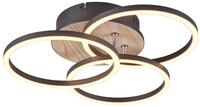 REALITY LED-Deckenleuchte Circle R62823135 Schwarz-Holzoptik, 27 W, 3200 lm CCT