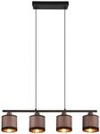 REALITY Pendelleuchte Davos R31554041 schwarz, Schirme taupe, f&uuml;r 4 x E14