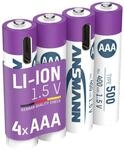 ANSMANN Li-Ion Micro-Akku, AAA, Typ 500 (min. 400mAh), 4 St&uuml;ck