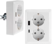MILOS Schutzkontakt-Steckdose 23719, 2-fach, 2in1, USB-A+C/PD, 16A/250V, wei&szlig;