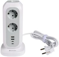 VERBATIM Steckdosenverteiler EUPT-01, Tower, 11-fach, 2x USB-A, 2x USB-C