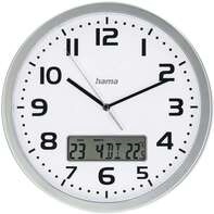 HAMA DCF-Funkwanduhr "Moorea", Ø 30cm, mit Datum- und Temeraturanzeige, silber HAMA DCF-Funkwanduhr "Moorea", Ø 30cm, mit Datum- und Temeraturanzeige, silber