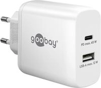 GOOBAY USB-Lader 65412, 45 W, 2-fach, 1xC PD, 1xA GaN, wei&szlig;