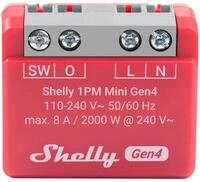 SHELLY Relais 1PM Mini Gen4, 8 A, WLAN, Bluetooth, rot