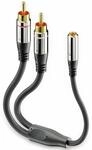 SONERO Audioadapter 0,20 m, 2x Cinchstecker auf Klinkenbuchse