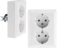 MILOS Schutzkontakt-Steckdose 23717, 2-fach, 2in1, 16A/250V, UP, wei&szlig;