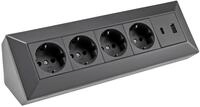 CHILITEC Steckdosenblock 23790, 4-fach, USB-A+C, 250V/16A, schwarz