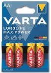 VARTA Batterie Alkaline, Mignon, AA, LR06, 1.5V, Longlife Max Power, 4 St&uuml;ck