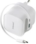INTENSO Schnellladeger&auml;t, 65 W, ausziehbares USB-C Kabel, EU-Stecker, wei&szlig;