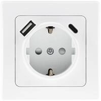 DELPHI Schutzkontakt-Steckdose 23340, UP, 16A/250V, USB-C/PD, wei&szlig;