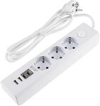 CHILITEC Steckdosenleiste, 3-fach, USB-A+C, 1,5 m Zuleitung, wei&szlig;