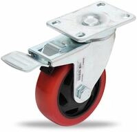 BGS TECHNIC Lenk-Laufrolle, rot/schwarz, &Oslash; 100 mm, mit Bremse