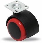 BGS TECHNIC Lenk-Doppel-Laufrolle, rot/schwarz, &Oslash; 50 mm