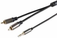 BLACK COTTON Audio-Adapterkabel Klinke/Cinch, 3,5 mm, Stereo, 5,0 m, schwarz