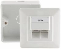 S-IMPULS CAT.6a Anschlussdose, 2-fach , AP/UP, reinwei&szlig;
