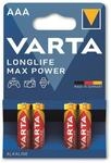 VARTA Batterie Alkaline, Micro, AAA, LR03, 1.5V, Longlife Max Power, 4 St&uuml;ck