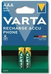 VARTA Akku NiMH, Micro, AAA, HR03, 1.2V/800mAh, Accu Phone, 2er Pack