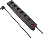 HAMA Steckdosenleiste, 6+1, XL, 6-fach, einzeln schaltbar, schwarz