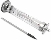 GRUNDIG Gartenthermometer mit Solarlampe, silber
