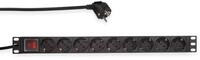 LOGILINK Steckdosenleiste 19", 9-fach, Schutzkontaktstecker, Schalter, schwarz