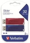 VERBATIM USB-Stick Slider, 32 GB, 2er Pack