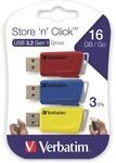 VERBATIM USB-Stick Click, 16 GB, 3er Pack