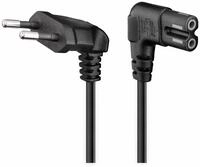 GOOBAY Euro-Netzkabel mit Doppelnutkupplung, schwarz, 0,3m, 90&deg;