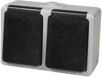 MCPOWER Feuchtraum-Doppelsteckdose Taff, 16A/250V, IP44, AP, grau