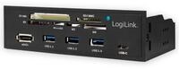 LOGILINK USB3.0 Einbau-Hub UA0341, mit Cardreader, 5,25"