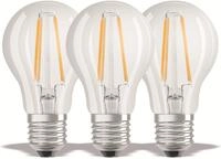 OSRAM LED-Lampe BASE CLASSIC A60, E27, EEK: E, 7 W, 806 lm, 2700 K, 3 St&uuml;ck