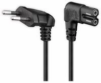 GOOBAY Euro-Netzkabel mit Doppelnutkupplung, schwarz, 3m, 90&deg;