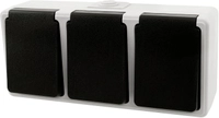 MCPOWER Feuchtraum Steckdose Taff, 3-fach, grau-schwarz