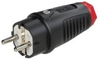 PCE Gummi-Schutzkontaktstecker Taurus2, schwarz/rot