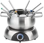 CLATRONIC Fondue-Set FD 3783, Edelstahl Topf, 8 Personen, 1,2 L, 1400W
