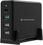 CONCEPTRONIC Desktop-Ladeger&auml;t OZUL, 4-Port, 65W, USB-PD