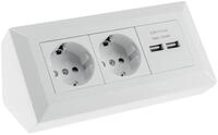 CHILITEC Steckdosenblock 23651, 2-fach, 2x USB, 16A/250V~, wei&szlig; matt