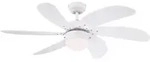 Deckenventilator Turbo Swirl Wei&szlig; 105 cm mit Licht