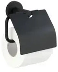 WENKO Bosio Black Toilettenpapierhalter, mit Deckel 24241100 , Farbe: schwarz /