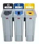 Rubbermaid M&uuml;lltrennsystem Slim Jim&reg;, 3 F&auml;cher &agrave; 87 Liter 2057607 , Farben: