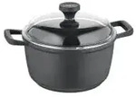 Berndes Kochtopf mit Deckel, 2 Griffe, schwarz 031645 , Durchmesser: 24 cm