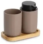 Zeller Bad-Accessoires-Set, 3-tlg. 18794 , 1 Set, Farbe: braun