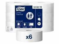 Tork Jumbo Toilettenpapier T1 Advanced, 2-lagig, weiß 120272 , 1 Paket = 6 Rollen x