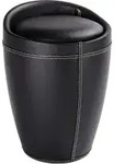 WENKO Candy Hocker Lederoptik mit abnehmbarem W&auml;schesack 21774100 , Farbe: schwarz